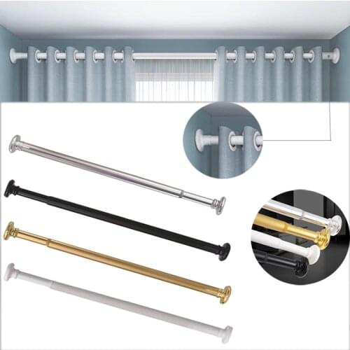Adjustable Curtain Rod Wall Mounted Aluminum Shower Curtain Rods Bathroom Living Room Curtain Telescopic Pole Bathroom Product