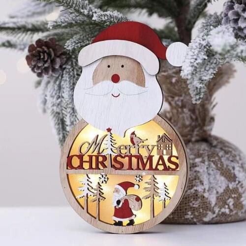 Christmas decorations electronic luminescence snowman hanging decorations wooden hollowed-out old man hanging decorations holida