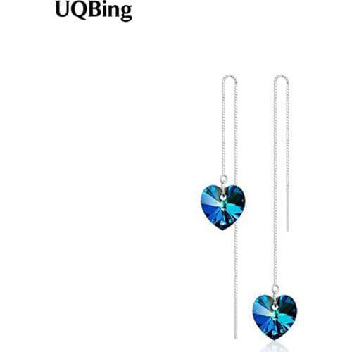 Wholesale Silver Color Crystal Heart Earring Fashion Women Earrings Brincos Pendientes de plata