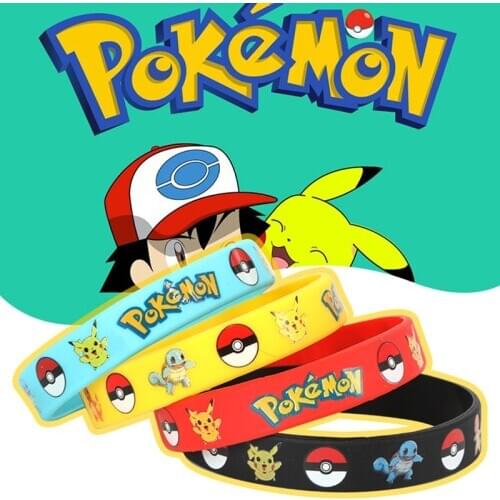 Pokemon Silicone Bracelet TAKARA TOMY Pocket Elf Pikachu Childrens Wristband Bracelet Kids Party Cosplay Accessoires