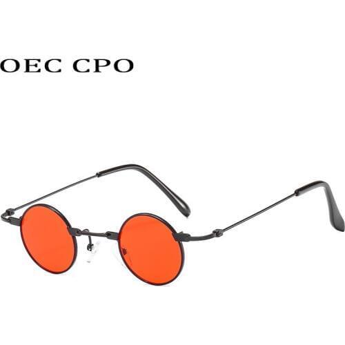 Vintage Men Sunglasses Women Retro Punk Style Small Round Metal Frame Colorful Lens Sun Glasses Fashion Eyewear Gafas sol mujer