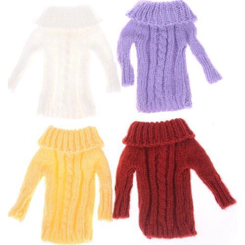 Stylish Knitted Sweater Solid Color Doll Coat Handmade Knit Sweater Tops for 30CM Doll 1/6BJD Doll Accessories for Girls Gift
