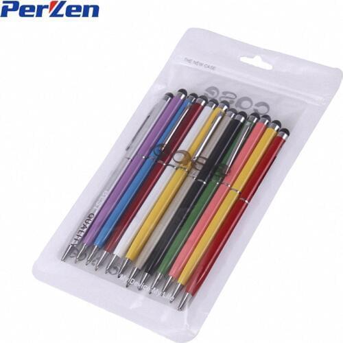 High Quality Fine Point Stylus Capacitive 2 In 1 Universal Touch Pen For Iphone ,Ipad Samsung Smartphones 10pcs/pack Free Ship