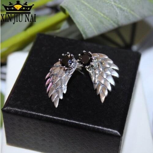 Korean Angel Wing Earrings For Women Ladies Fashion Wings Stud Earrings Inlaid AAA Cubic Zirconia Punk Party Jewelry Brincos