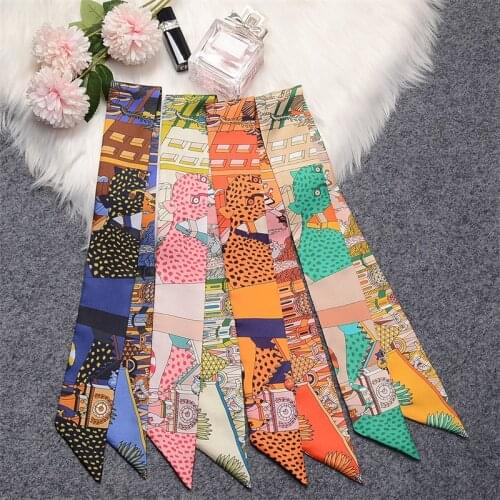Womens Retro Mulberry Silk Scarf 2021 Luxury Ladies Headband Winding Ribbon Neck Scarf Shawl Girl Turban Turban