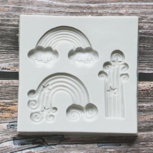1pcs Food Grade Silicone Baking Mold 3D Rainbow Cloud Silicone Mould Fondant Cake Decorating Tools Cookies Chocolate Mold