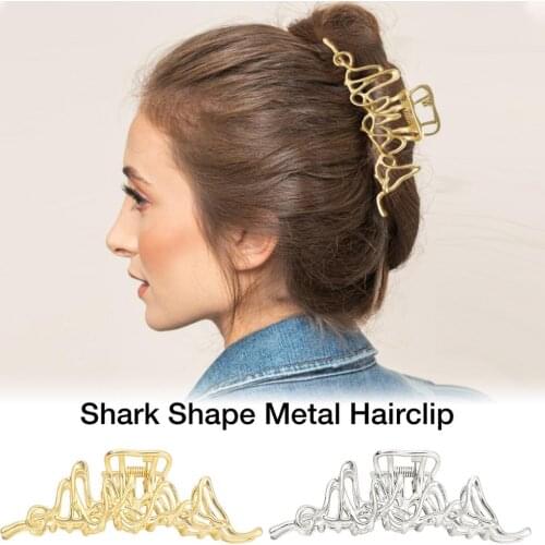 1PC Shark Shape Metal Hairclip Jaw Design High Quality Spring Hairpin Gold Silver Color Back Clip Fixed Hairstyle Accessory