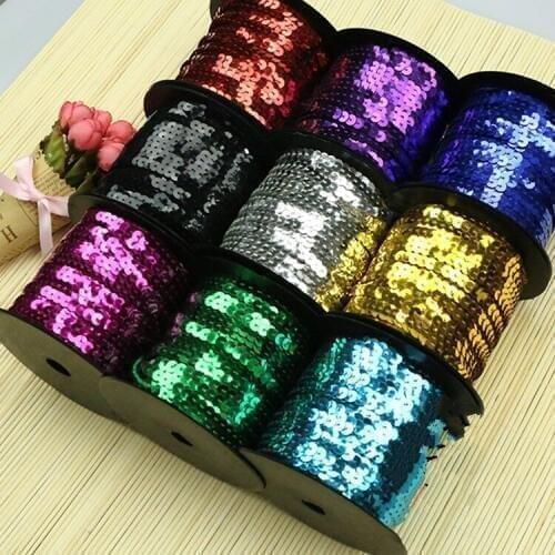 100yards(90M) 1roll round 6mm sequins chain trimming Sewing Accessories DIY Craft 9colors sequin Free Shipping