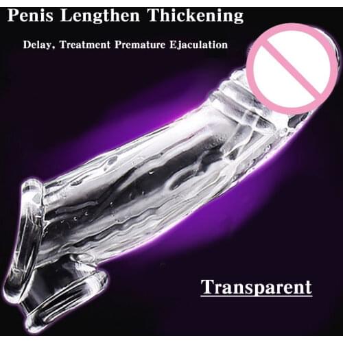 17CM Extend Condom Reusable Penis Delay Impotence Contraceptive Extension G Point Soft Silicone Dildo Sleeve Sex Toys For Men