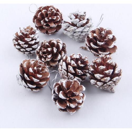 18Pcs Christmas Ornaments Pine Cones DIY Xmas Tree Ornaments Pendant Christmas Party Decorations Home Decor