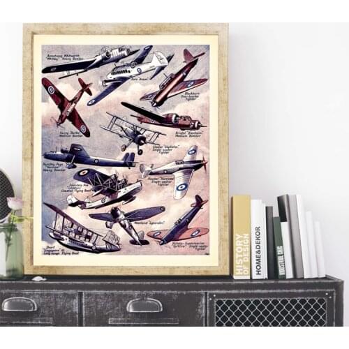 1930s British Vintage Aeroplanes Poster Pre-WW2 Airplane Print History of Aviation Wall Art Painting Canvas Picture Home Decor
