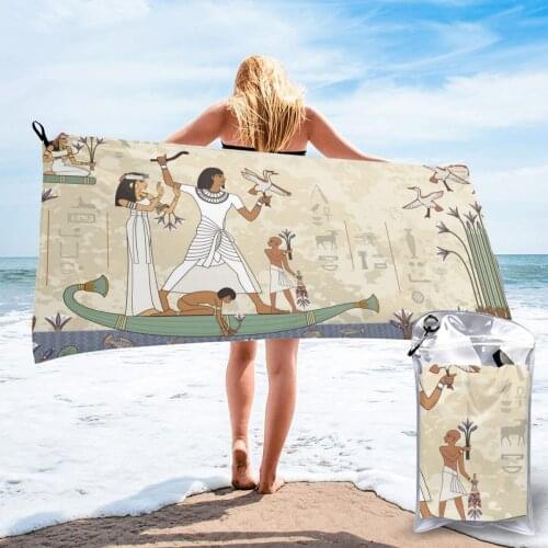 Quick Drying Towel Egyptian Hieroglyph And Symbol Microfiber Camping Hiking Hand Face Towel Outdoor Travel Kits
