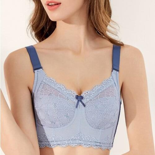 Large Size Wireless Breathable Thin Cup Large Chest Show Small Full Cup Bra Shake Resistant Top Adjustable Underwear B C D E F95