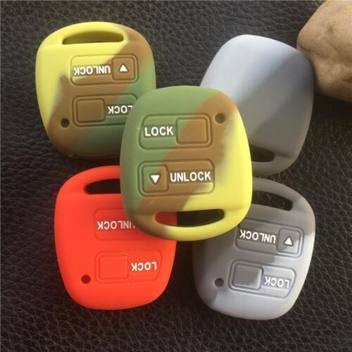 2 Buttons Camouflage Silicone rubber Car Key Cover Case For TOYOTA CAMRY RAV4 PRADO COROLLA AVENSIS LAND CRUISER Yaris No Logo