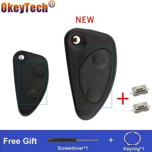 OkeyTech 2/3 Buttons Flip Key Shell Case For Alfa Romeo 147/156/166 GT Remote Folding Car Key Case Fob With Switches SIP22 Blade