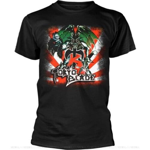 Tokyo Blade 'Album Cover' Black T-Shirt NEW Cotton Sportswear Men Tops Tee Shirt