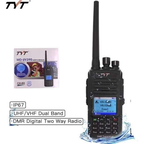 TYT MD-UV390 DMR Digital Walkie Talkie UV390 IP67 Waterproof Dual Band Dual Time Dlot Digital Radio Upgrde of MD-390