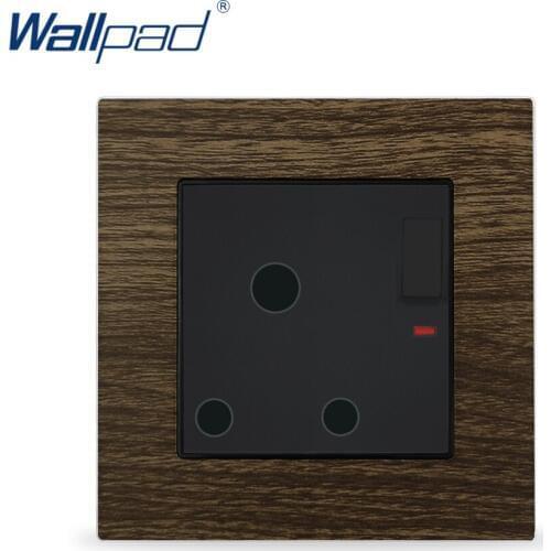Wood 15amp Switched Round Outlet Wallpad Smart Wood Metal Panel 15A Wall Power Socket Switched UK South Africa Socket with LED