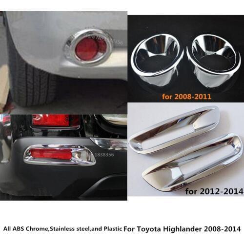 For Toyota Highlander 2008 2009 2010 2011 2012 2013 2014 car rear tail fog light lamp frame stick ABS Chrome cover trim 2pcs