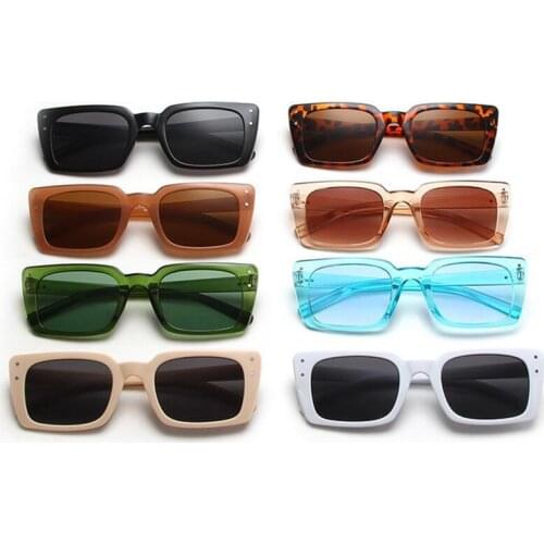 European Women & Men Sunglasses Personality Rectangle Sun Glasse Rice Nails Goggles Anti-UV Spectacles Eyeglasses Ornamental A