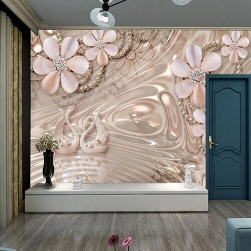 Custom 3d Floral Pattern Luxurious Wallpaper Murals for Living Room Bedroom TV Sofa Wall Covering PVC Home Decor Papel De Parede