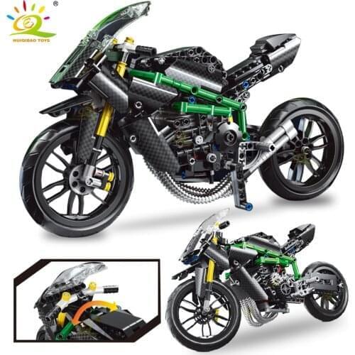 HUIQIBAO 639Pcs Technical Speed Champion Motorcycle Model Building Blocks City Motorbike Car Bricks Educational Toy For Children