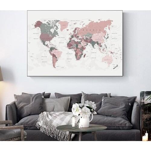 Nordic World City Map Art Canvas Print Painting Wall Picture Modern Office Living Room Study Home Decoration Poster
