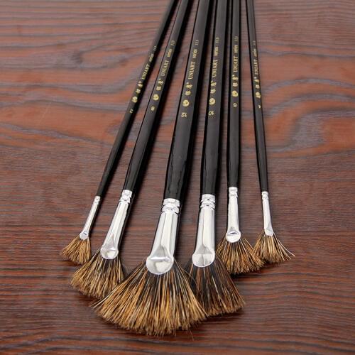 6 pcs/set Bristle Hair Wooden Handle Watercolor Paint Brush Pen Set for Learning Oil Acrylic Painting Art Paint Brushes Supplies
