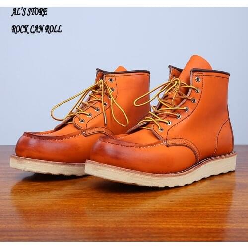 LL875 RockCanRoll Size 35-50 Super Top Quality Genuine Italian Cow Leather Handmade Goodyear Welted Classic Durable Rider Boots