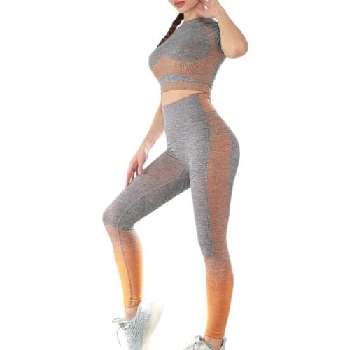 Yoga Set Fitness Sport Suits Women Tracksuits Quick Dry Elastic Sports Running Tights Shirts Workout Sportswear Clothing Women