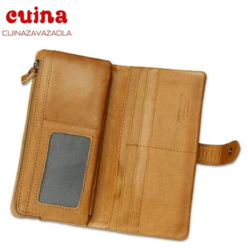 New Women Wallet Genuine Leather Female Coin Purse Double Zipper Ladies Long Clutch Bag Credit Card Holder Phone Wallets Woman