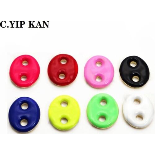 Round Double hole pig nostril button Earrings pendant Spray-painted oil-drop double-hole buckle DIY bracelet jewelry accessories