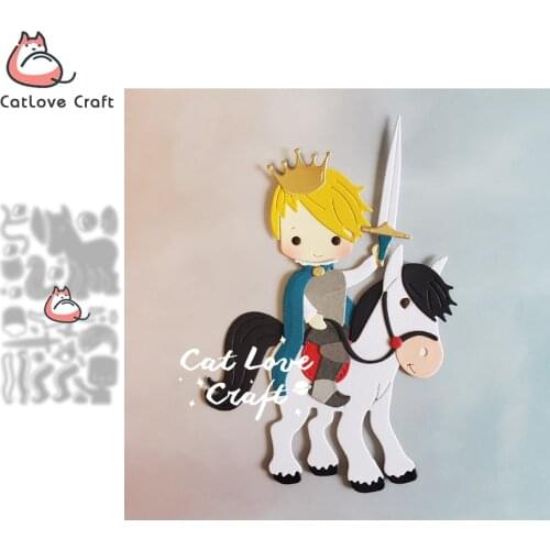 Catlove Prince riding a horse Metal Cutting Dies Scrapbooking Stencil Die Cuts Card Making DIY Craft Embossing New Dies For 2021