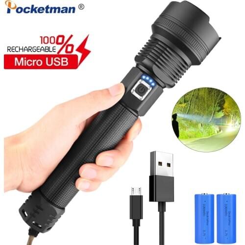 Powerful LED Flashlight XHP70.2 LED Torch USB Rechargeable Flashlight XHP50 LED Flashlight Zoom Torch with 18650 Battery