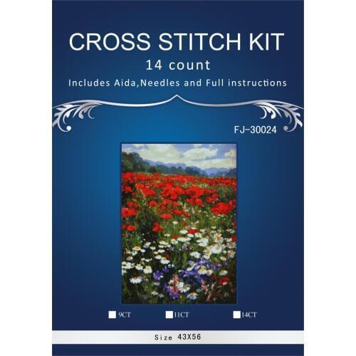 11/16/18/28 Needlework,DIY DMC 14CT Cross stitch,Set For Embroidery kits,Poppy flowers Counted Cross-Stitching