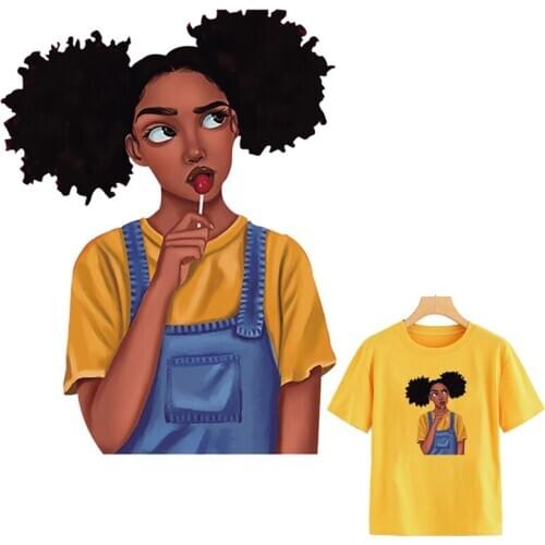 Thinking Girl Patches Beauty African New Design Clothing Deco Badges Diy Accessory Washable Heat Transfer Patch Iron
