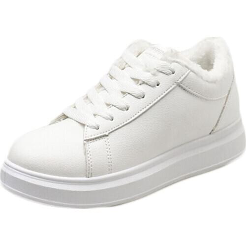 2019 New Thick Warm Cotton Shoes Women Plus Velvet Fashion Small White Shoes Winter Students Casual Wild Flat Shoes