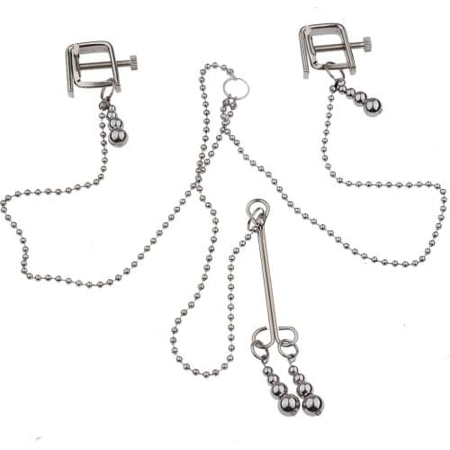New 30CM Chains Metal Nipple Clamps With Ball Pendant Sex Toys BDSM Bondage Restraints Nipples Clips For Couples Women Bdsm