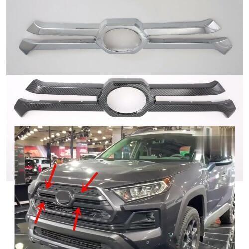 Carbon fiber Automobile hood trim 1PCS ABS Chrome Car modification plated Car front Trim Car-styling For Toyota Rav4 2018 2019