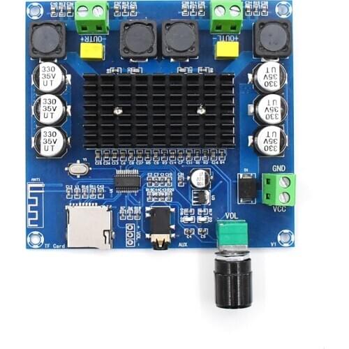 XH-A105 Bluetooth 5.0 TDA7498 digital amplifier board 2x100W Stereo Audio AMP Module Support TF Card AUX