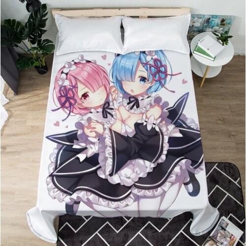 Anime Re:Life In A Different World From Zero Bed Sheet Coverlet Children Room Bed Sheet Bed Linen (NO Duvet Cover Pillowcase) 06