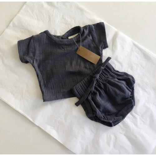 2019 linen casual sets Tops+shorts cute baby toddler clothing sets baby linen short sleeve pp Hot pants Two-piece set baby