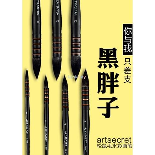 Artsecret Professional Watercolor Paint Brushes, Round Squirrel Hair Paint Brush Set for Art Painting, Gouache, Fine Detailing