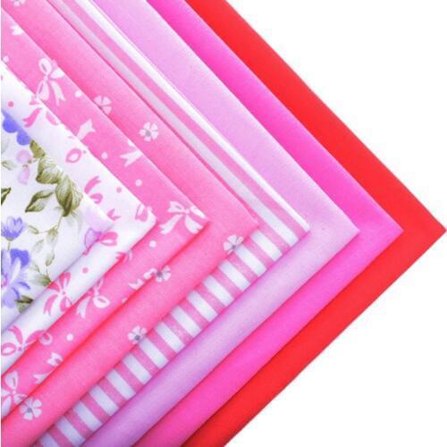 QUANFANG 8pcs Cotton Fabric Fat Quaters Tilda Cloth Quilting Scrapbooking Patchwork Fabric Mixed Pink Color Series 40x50CM
