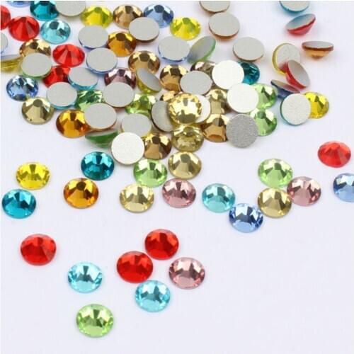 Swarovsky Mix Colors SS3-SS30 1440Pcs Super Glitter Crystal AB Rhinestones Flat Back Glass Chameleon Nail Rhinestones For Charms