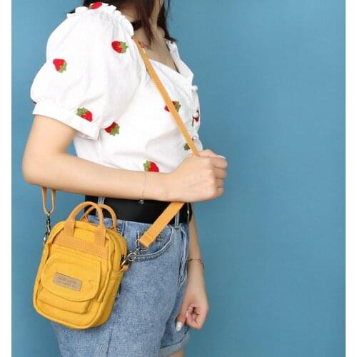 Three-color patch canvas small handbag Unisex all-match shoulder bag literary student messenger mobile phone bags