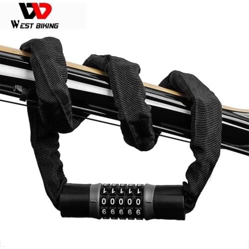 Bicycle 5-Digit Code Lock Safety Anti-theft Password Chain Lock MTB Road Bike Motorcycle Chain Lock Outdoor Cycling Accessories