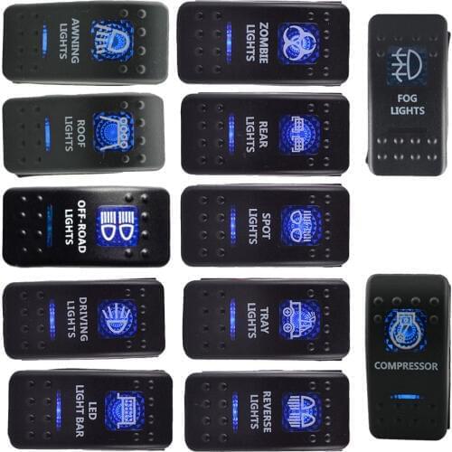 Waterproof 12V 20A Bar ARB 5P Push Rocker Toggle Switch Blue LED Light Car Sales