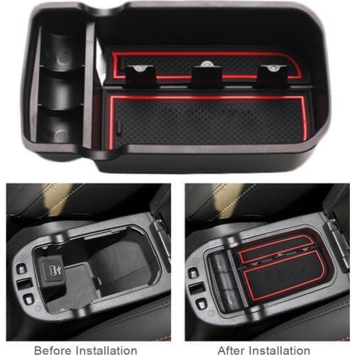 Secondary Storage Box with Non-slip Mat Car Center Console Armrest for 2017-2019 Jeep Renegade