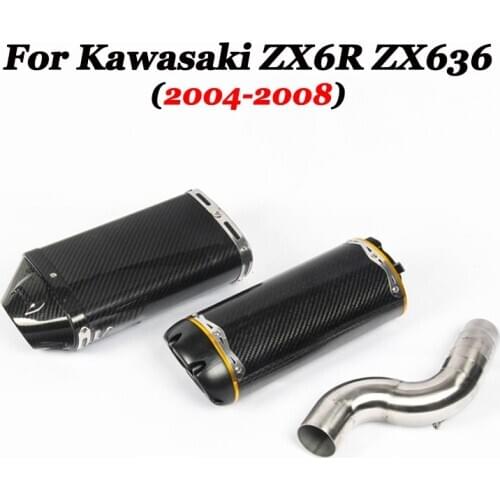 Slip on For Kawasaki ZX6R ZX636 2004-2008 Motorcycle Full System Exhaust Carbon Exhaust Muffler Pipe Escape Moto DB Kiler